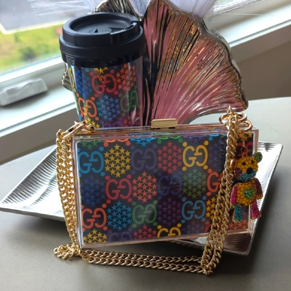 Upcycled Gucci Psychedelic Rainbow 🌈 Paper Shopping Bag Novelty Clutch